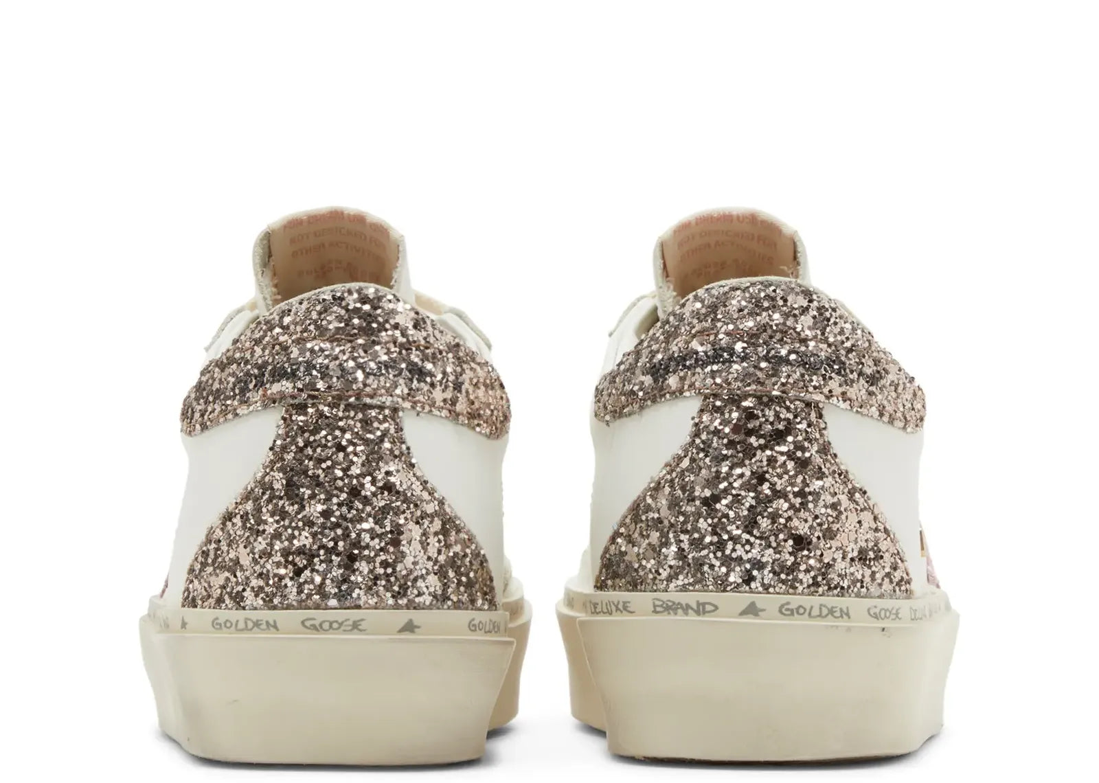 Hi-Star White Leather Pink Suede Star Glitter Heel (W)
