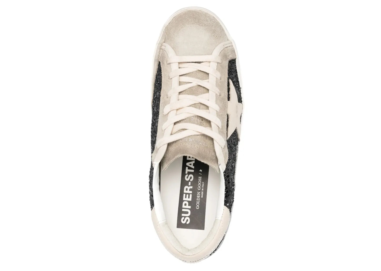 Super-Star Black Glitter Cream Star Heel Silver Foxing (W)