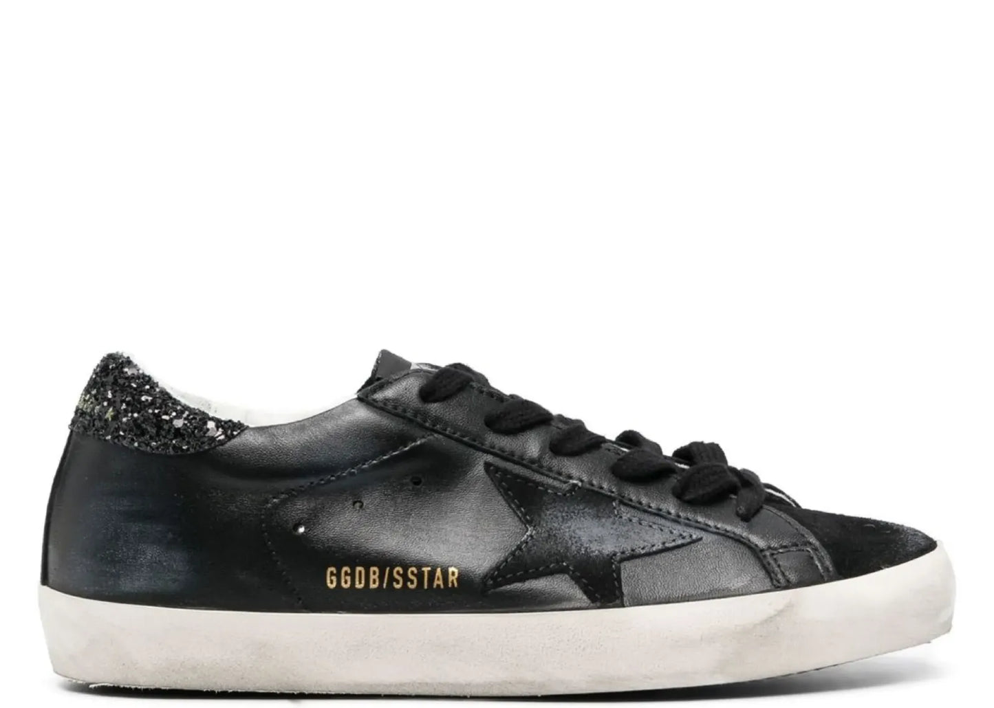 Super-Star Black Nappa Black Star Black Glitter Heel (W)