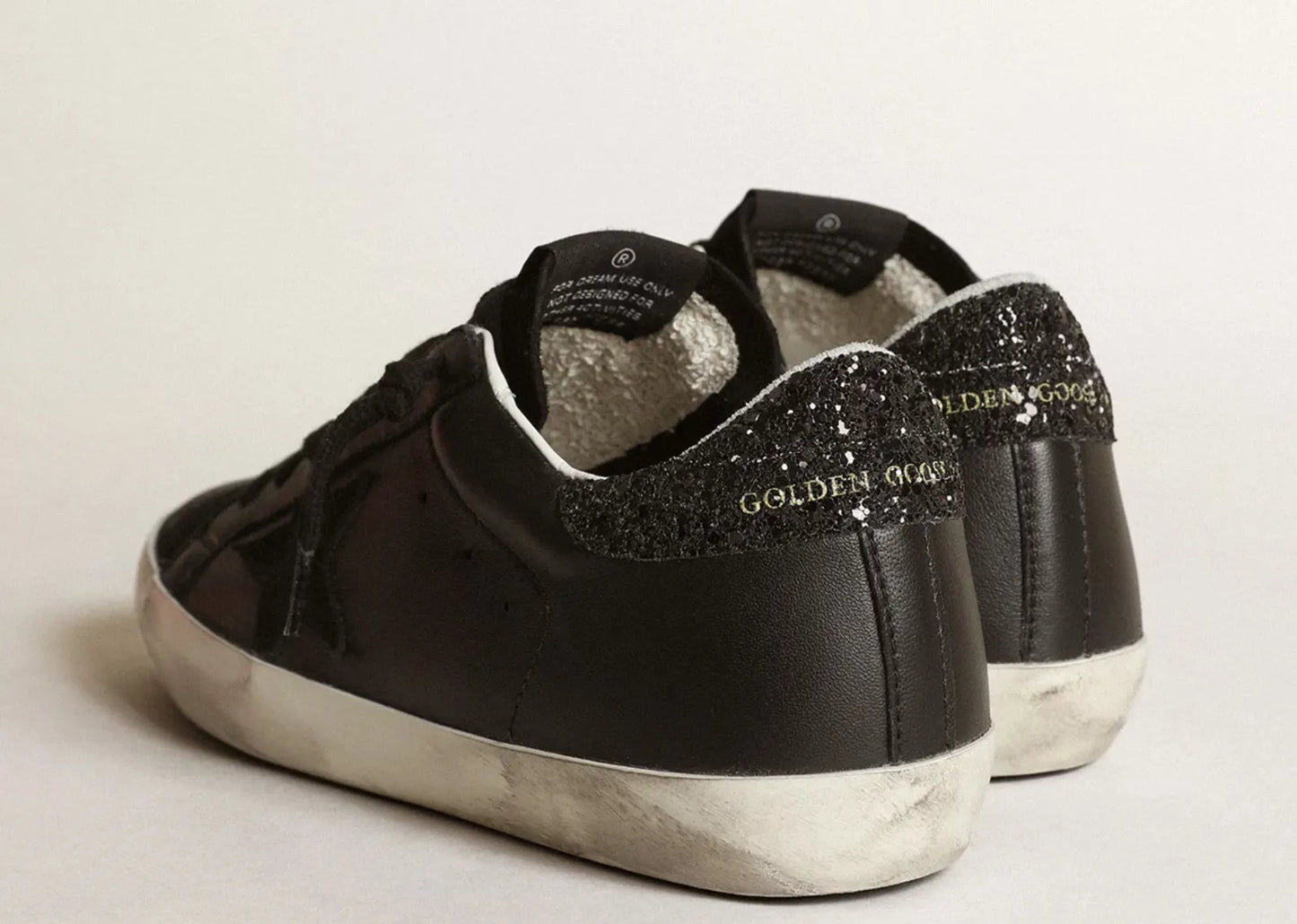 Super-Star Black Nappa Black Star Black Glitter Heel (W)