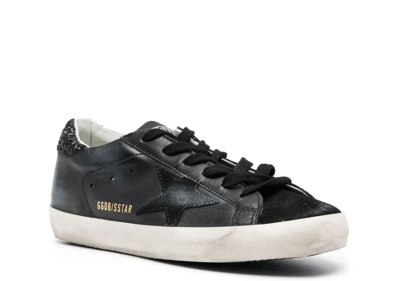 Super-Star Black Nappa Black Star Black Glitter Heel (W)