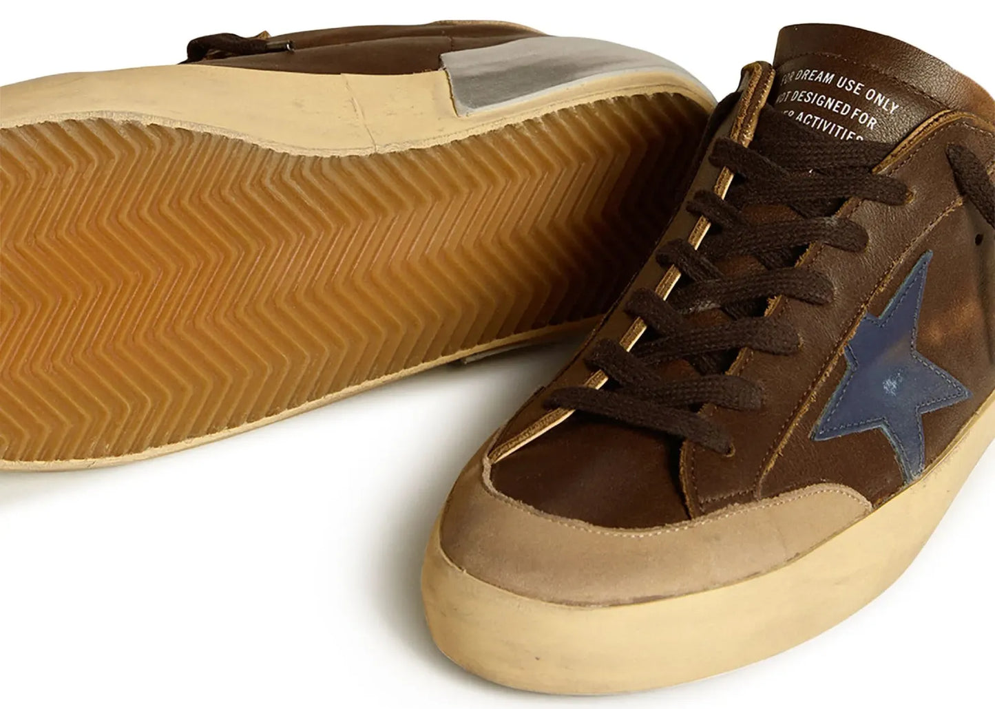 Super-Star Brown Leather Blue Star Beige Heel