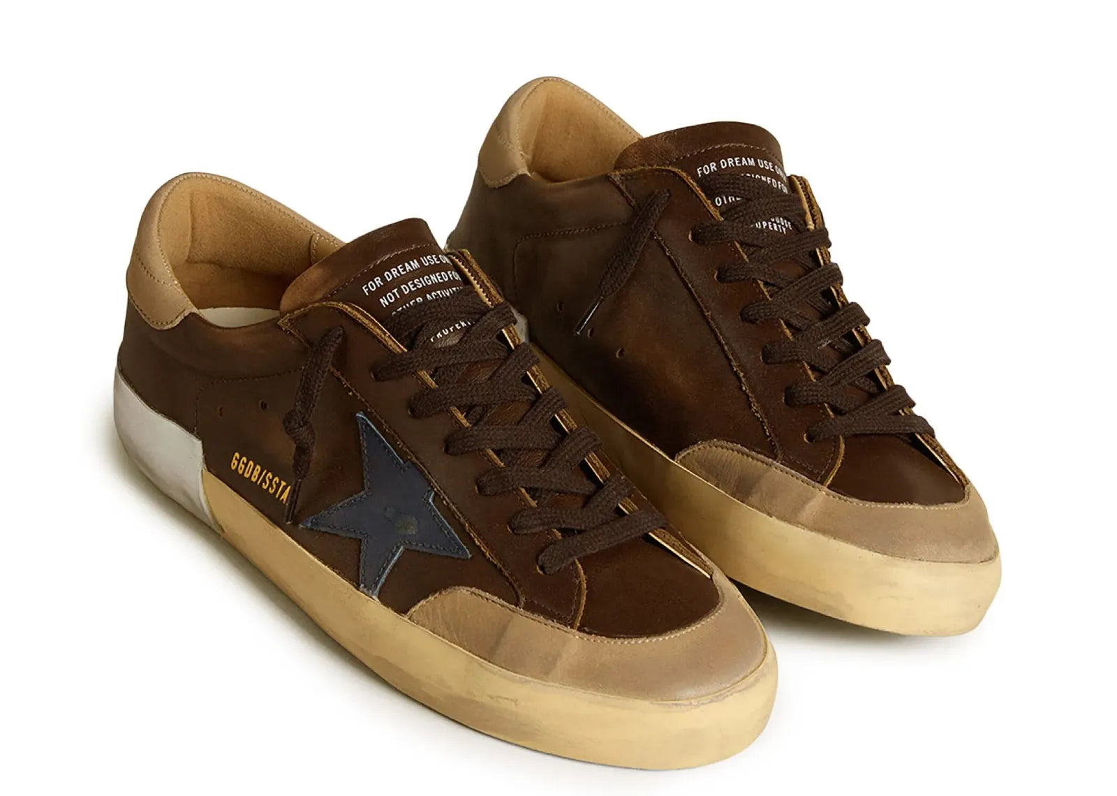 Super-Star Brown Leather Blue Star Beige Heel