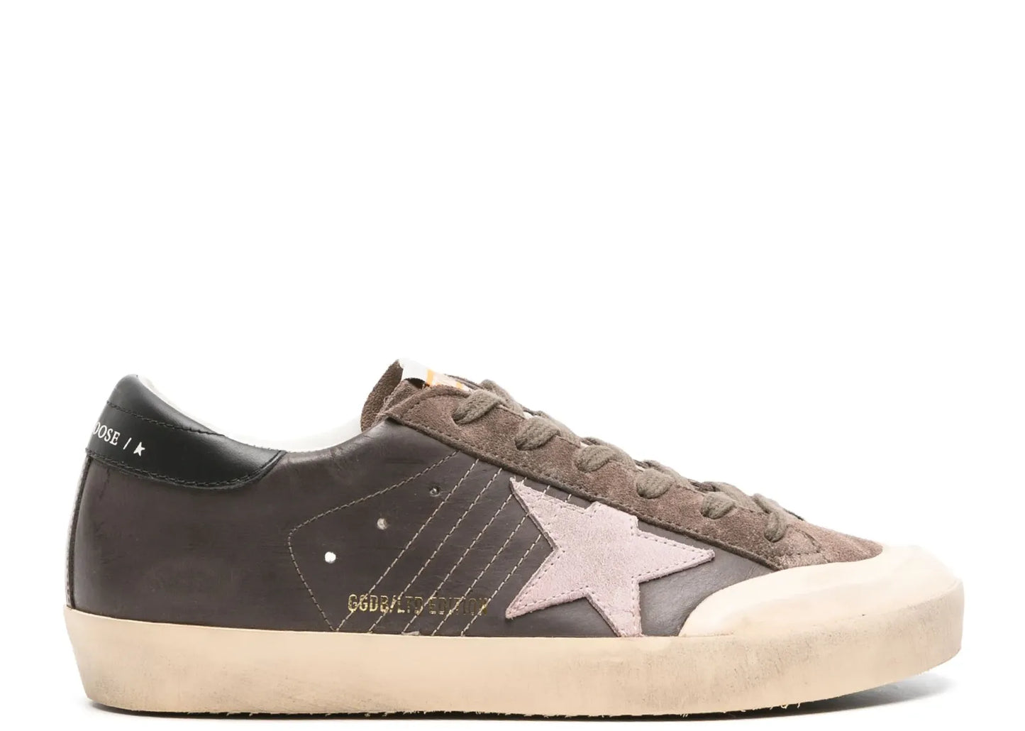 Super-Star Brown Leather Rose Suede Star Black Heel (W)
