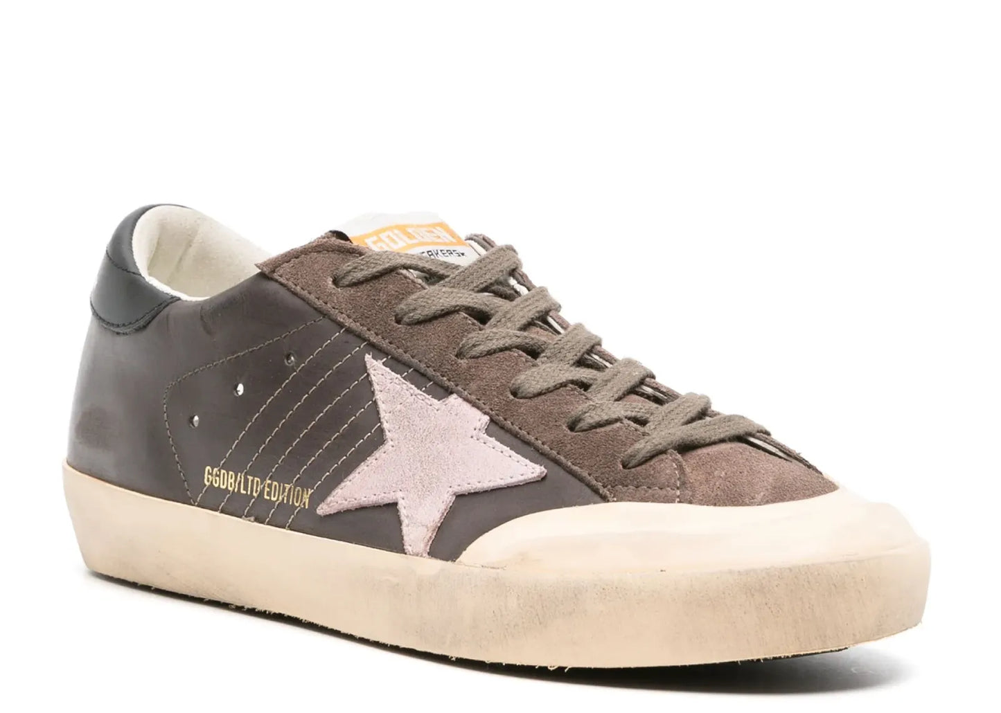 Super-Star Brown Leather Rose Suede Star Black Heel (W)