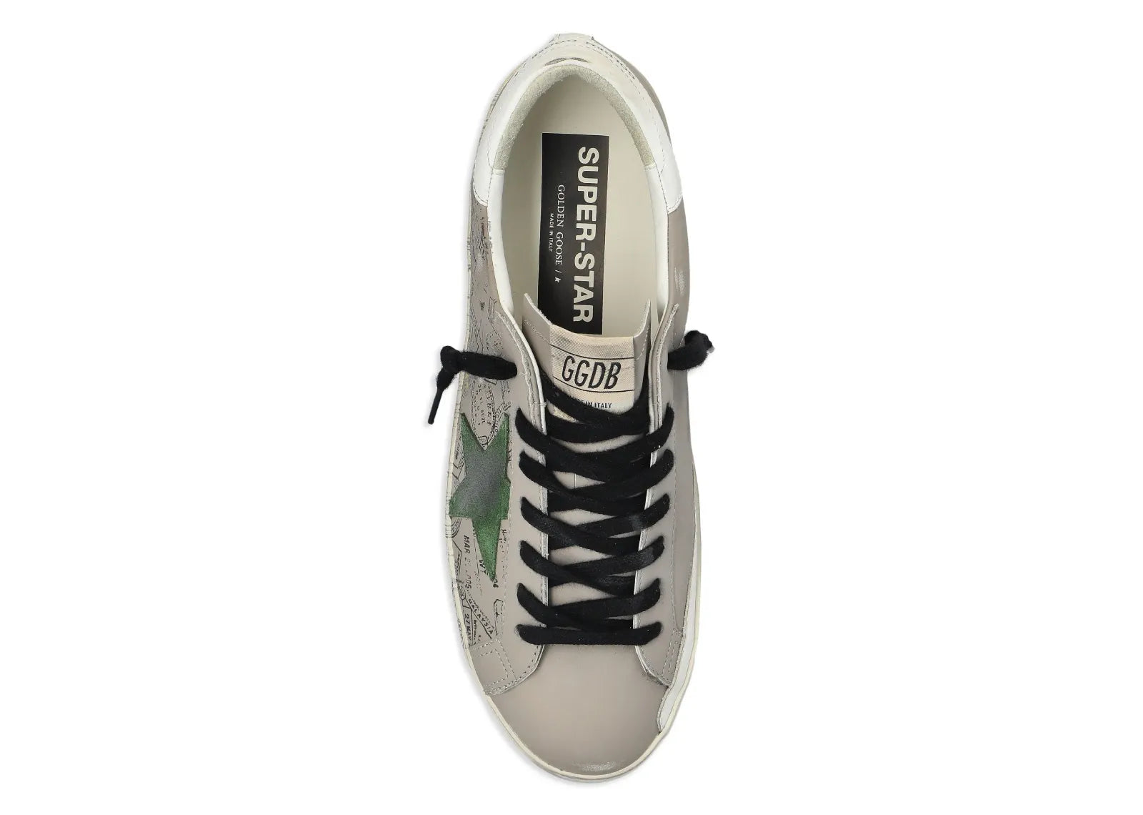 Super-Star Gray Leather Green Star Printed Distressed