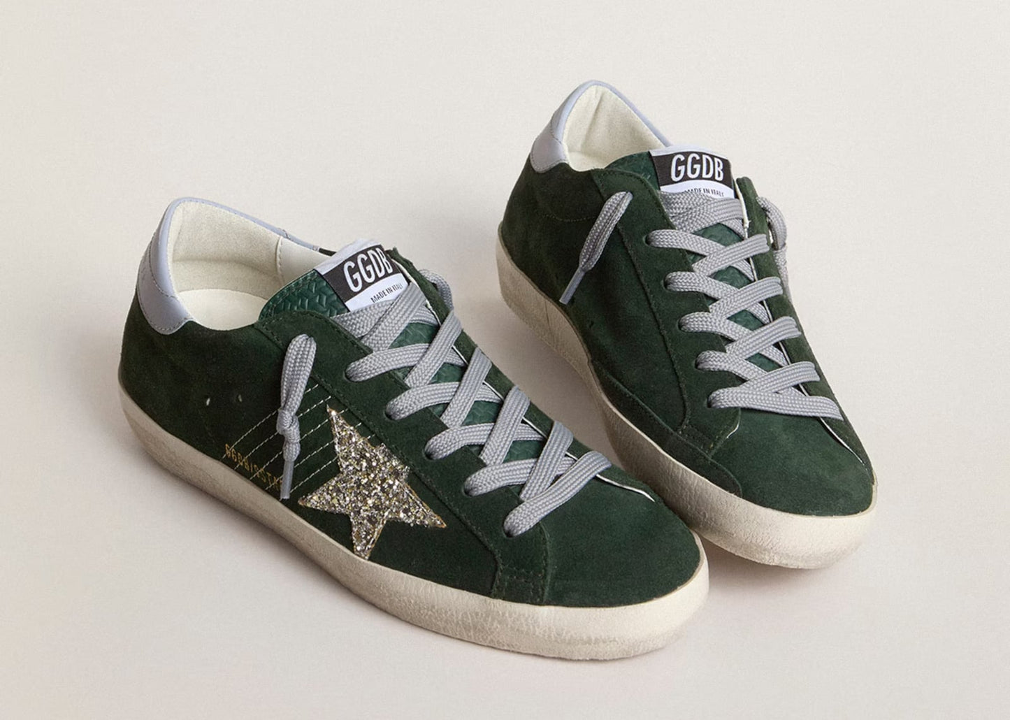 Super Star Green Suede Silver Glitter (W)