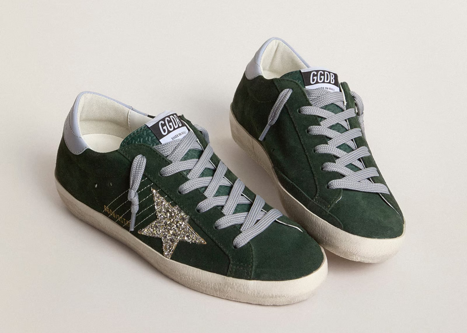 Super Star Green Suede Silver Glitter (W)