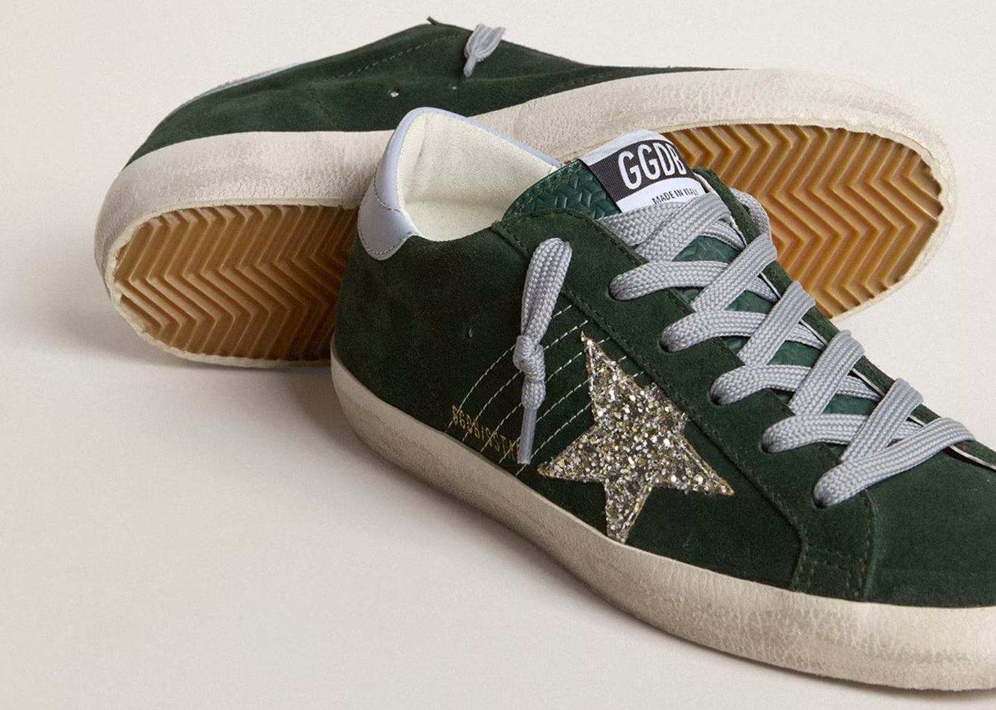 Super Star Green Suede Silver Glitter (W)