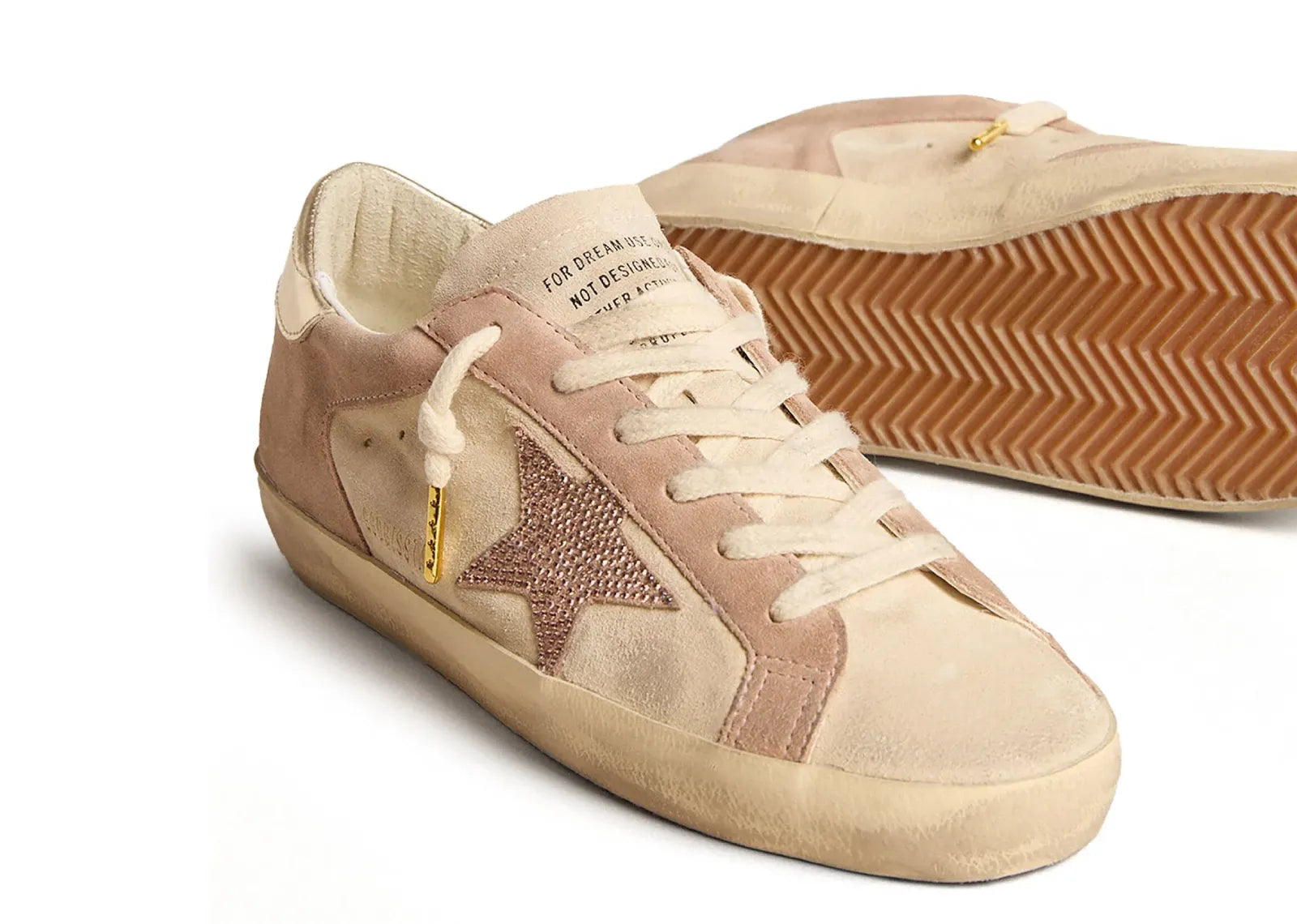 Super-Star Pale Pink Beige Suede Crystal Star Platinum Heel (W)