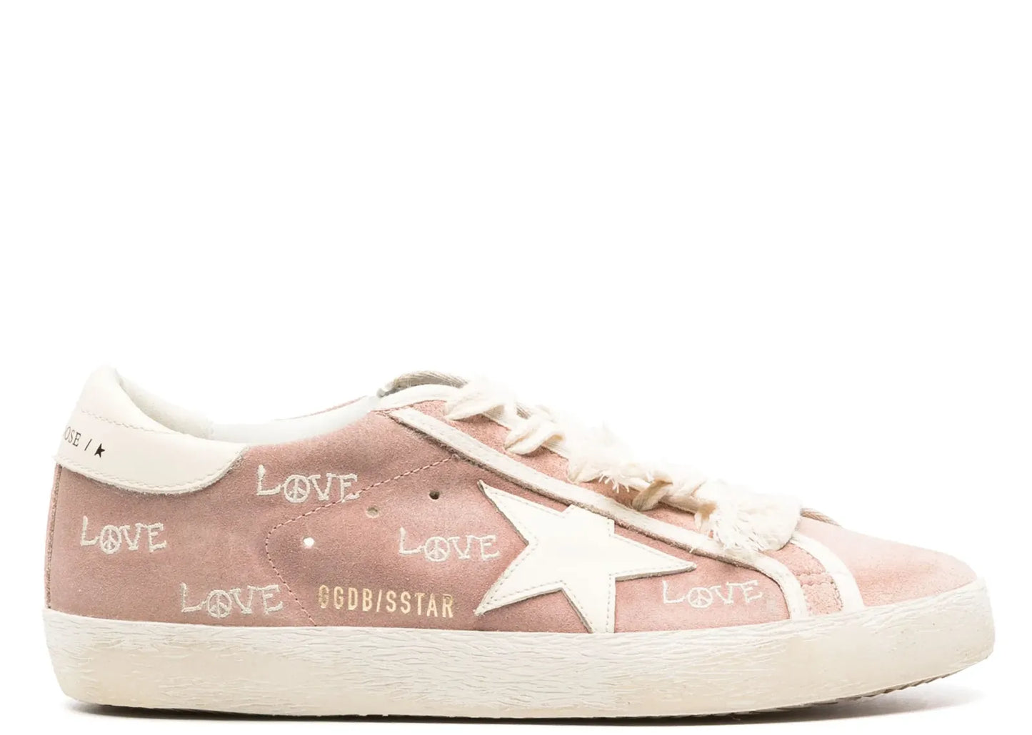 Super-Star Powder Pink Suede Cream Star Heel Love Embroidery (W)