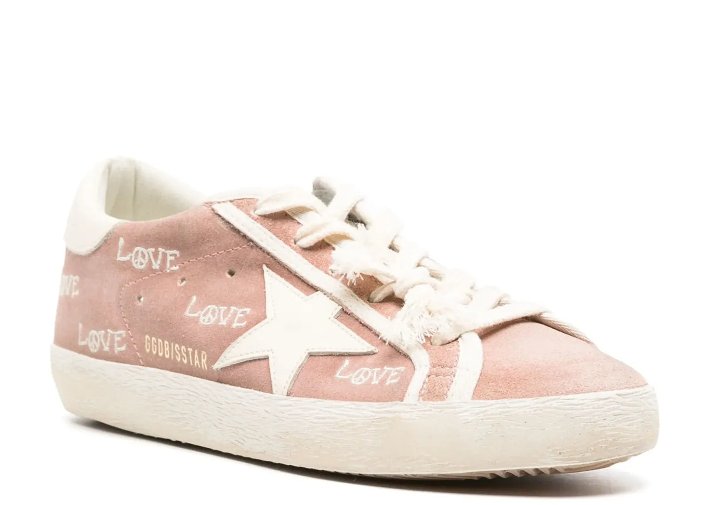 Super-Star Powder Pink Suede Cream Star Heel Love Embroidery (W)
