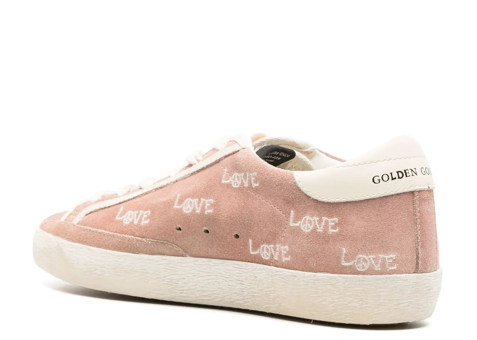Super-Star Powder Pink Suede Cream Star Heel Love Embroidery (W)