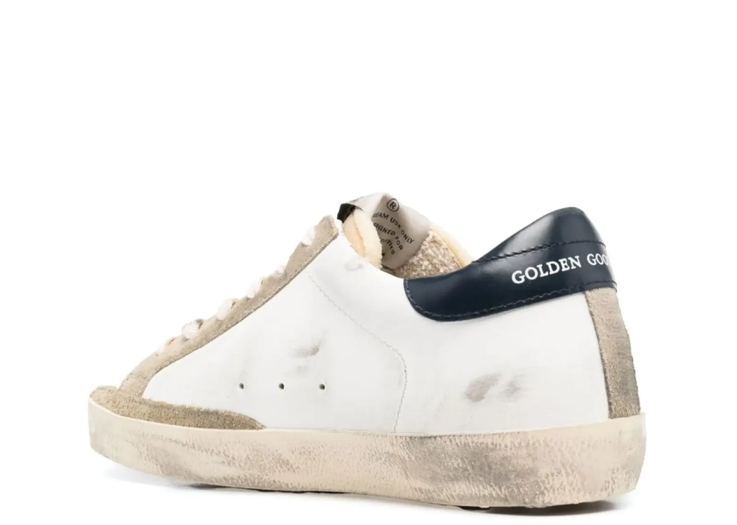 Super-Star White Leather Perforated Star Blue Heel (W)