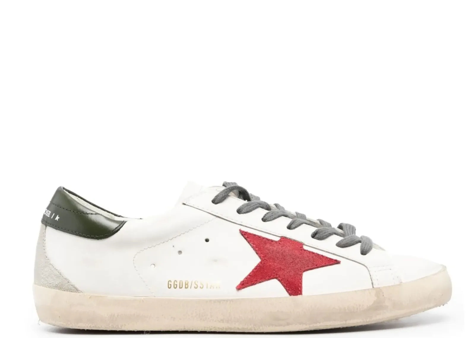 Super-Star White Leather Red Suede Star Green Heel