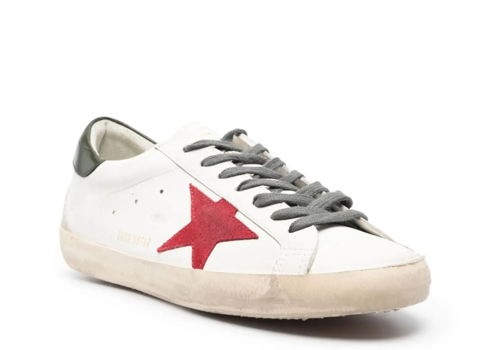 Super-Star White Leather Red Suede Star Green Heel