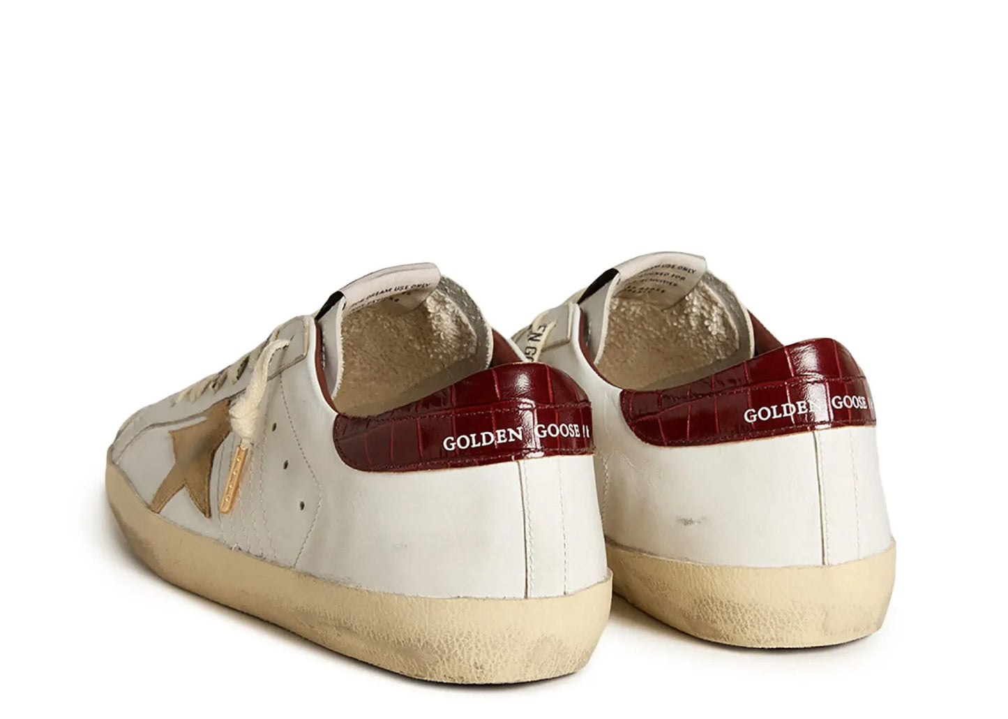 Super-Star White Leather Sand Suede Star Red Croco Heel