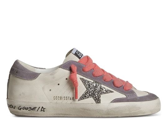 Super-Star White Leather Silver Star Lilac Heel (W)