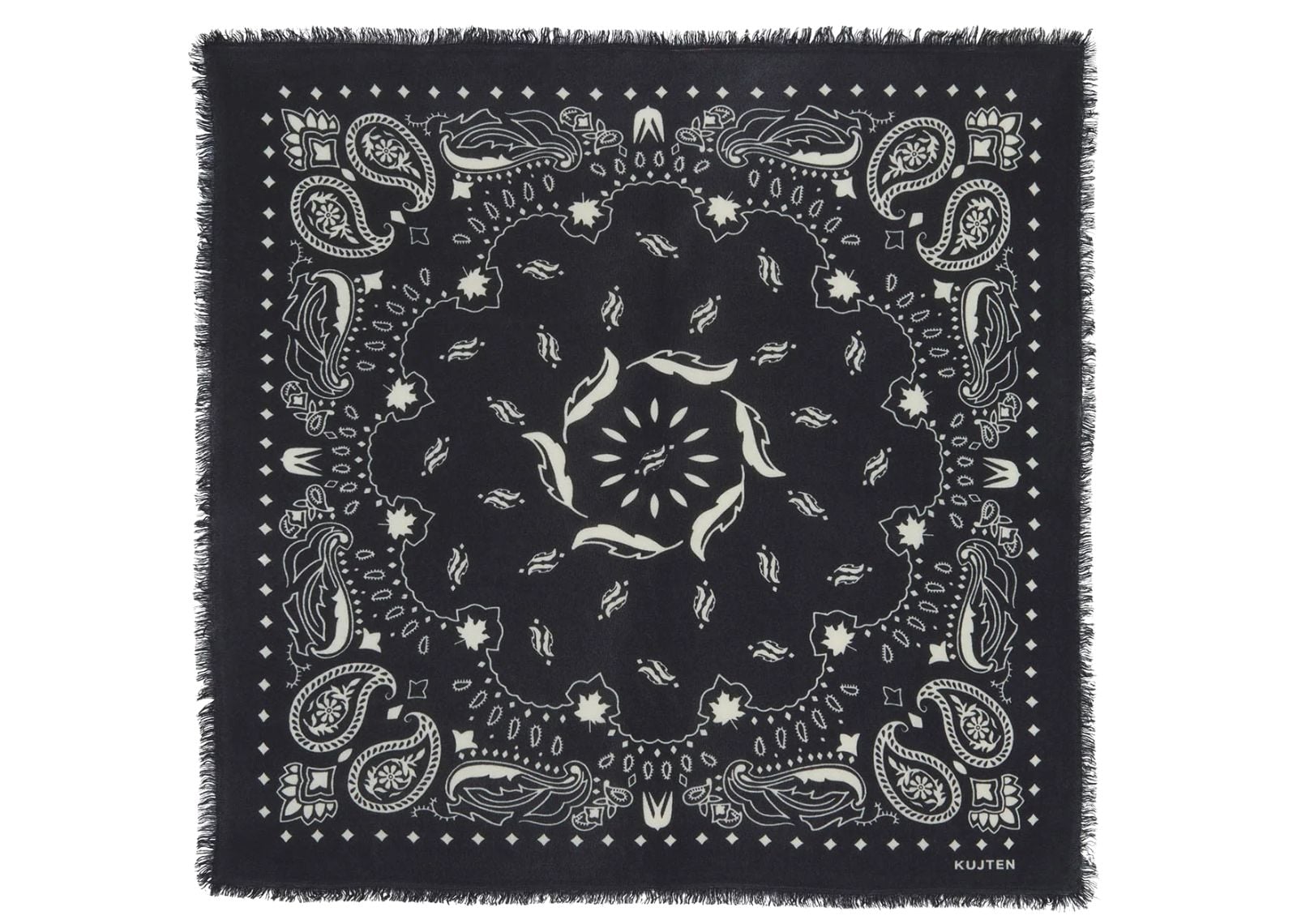 Large Bandana Hachiko Feather Black White