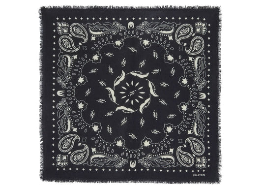 Large Bandana Hachiko Feather Black White