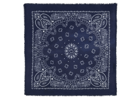 Large Cashmere Bandana Hachiko Dark Navy Blue