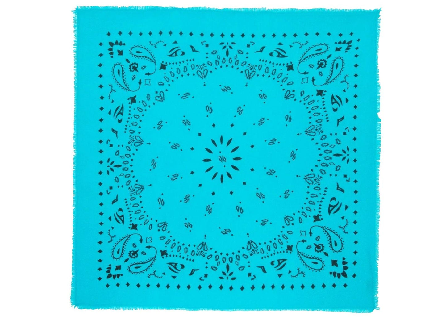 Large Cashmere Bandana Hachiko Turquoise Blue