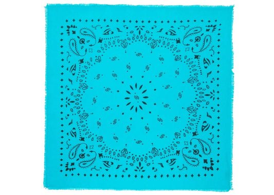 Large Cashmere Bandana Hachiko Turquoise Blue