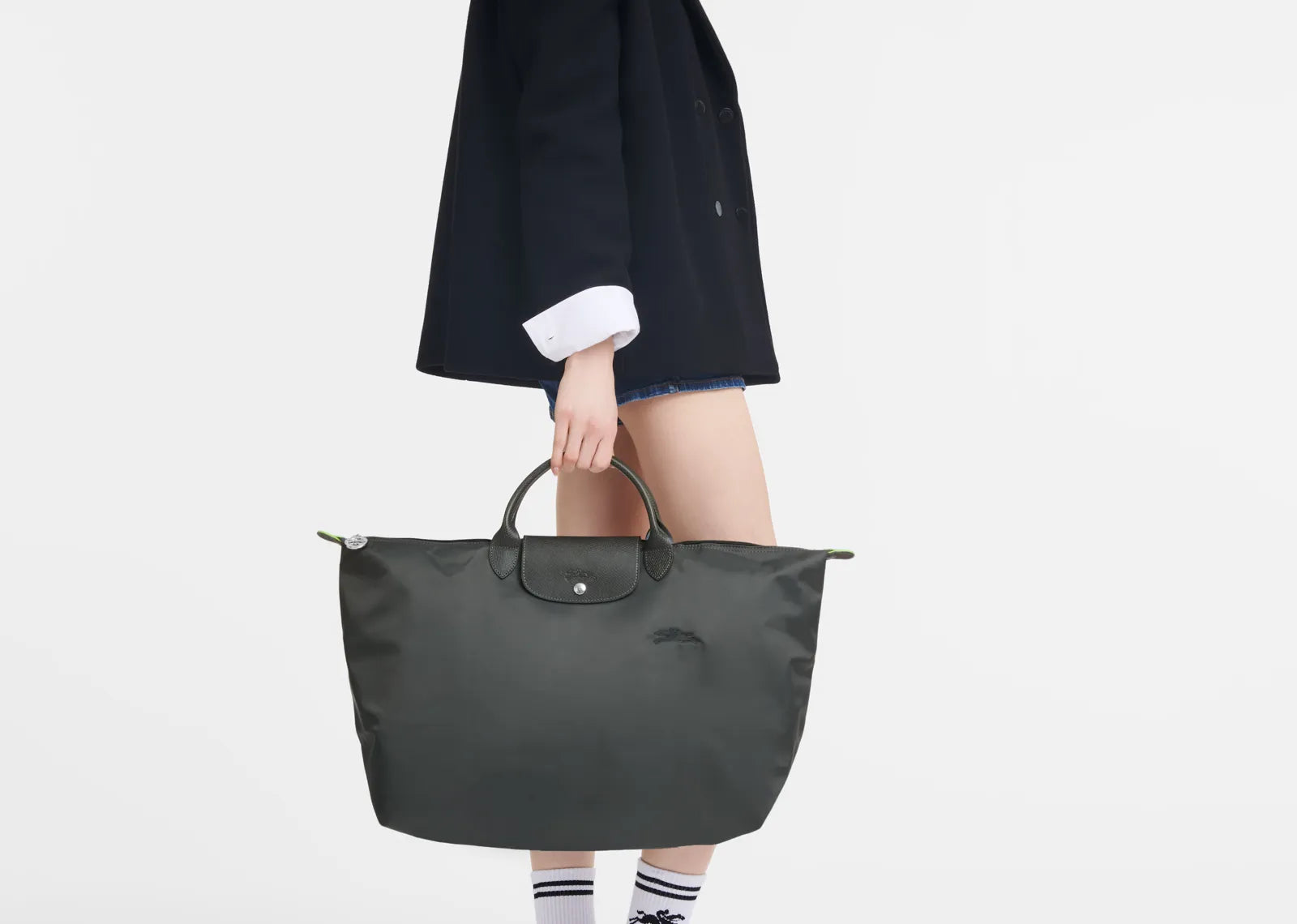 Le Pliage Green L Travel Bag Graphite