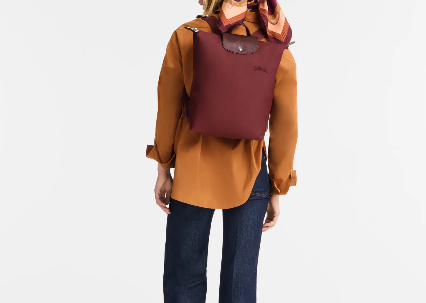 Le Pliage Green M Backpack Pomegranate