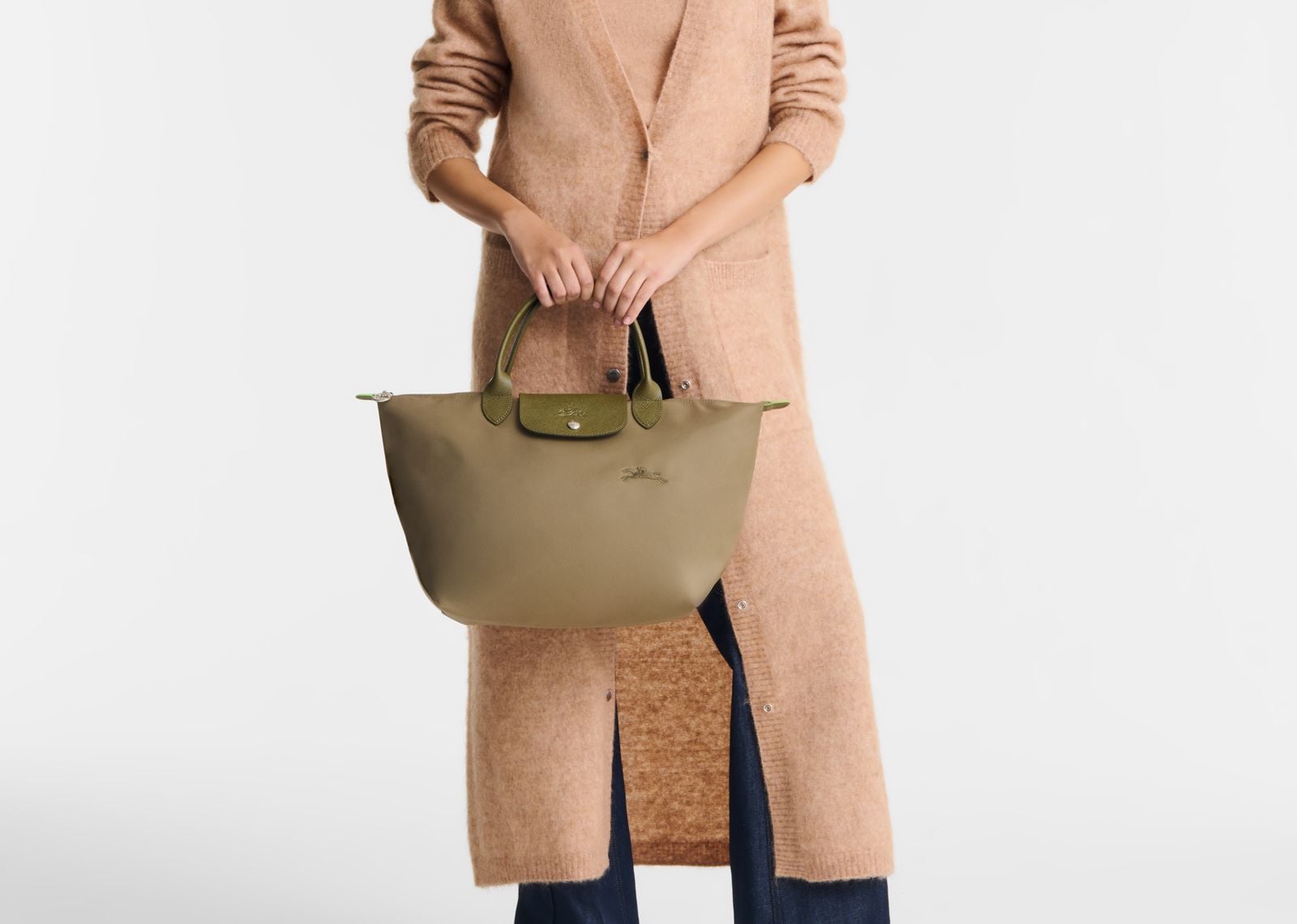 Le Pliage Green Medium Handbag Artichoke