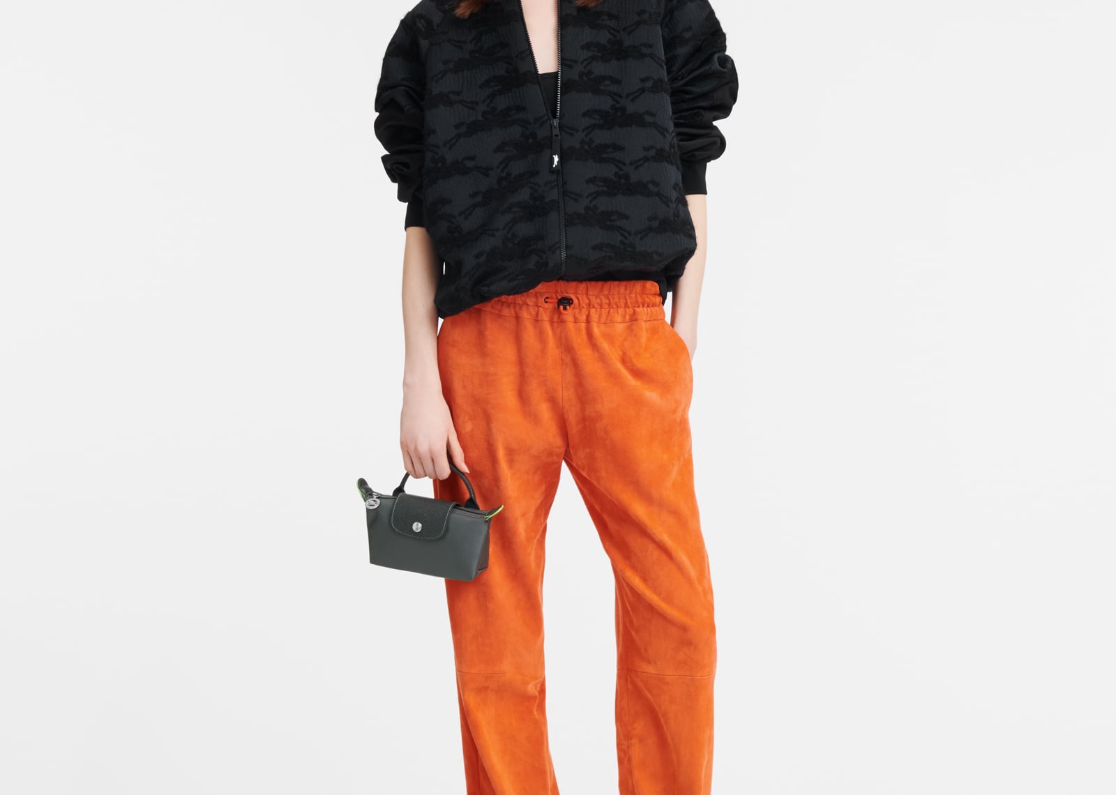 Le Pliage Green Pouch With Handle Graphite