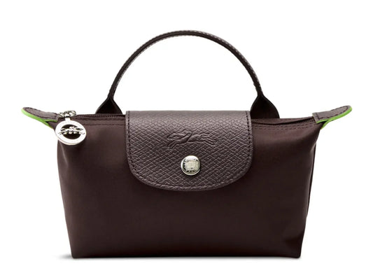 Le Pliage Green Pouch with handle Mocha
