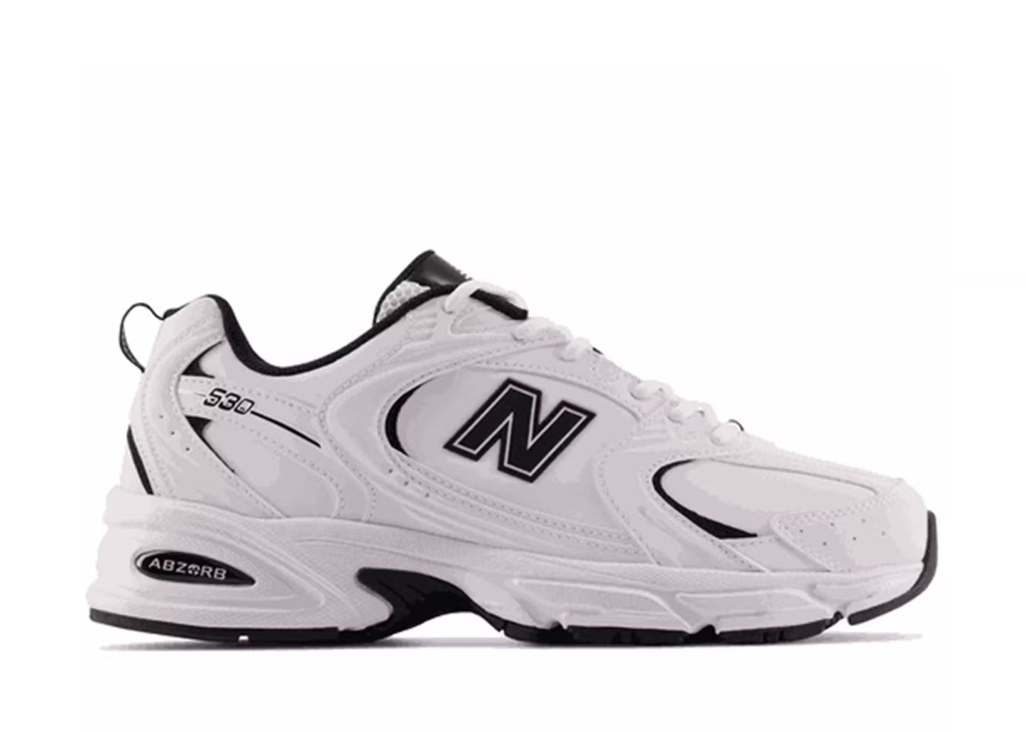 530 White Black Leather