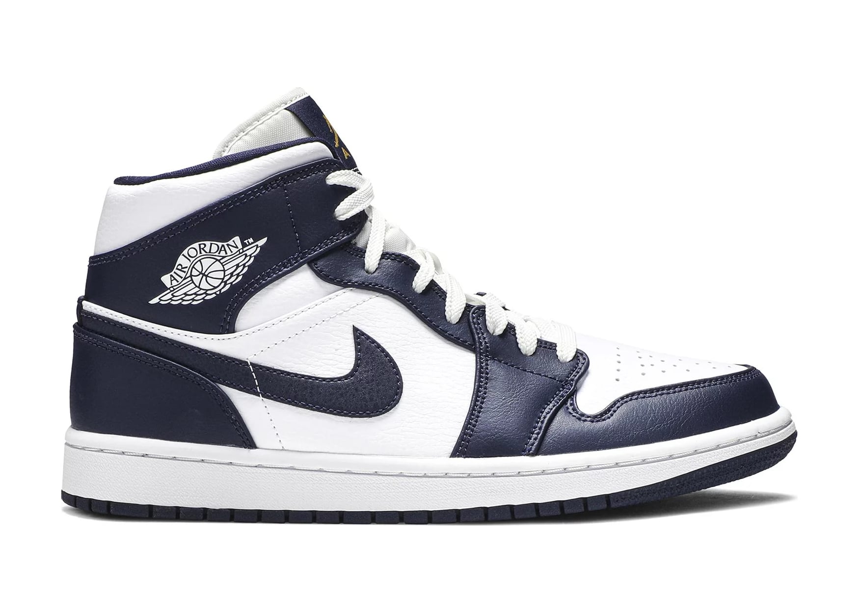 Air Jordan 1 Mid White Metallic Gold Obsidian