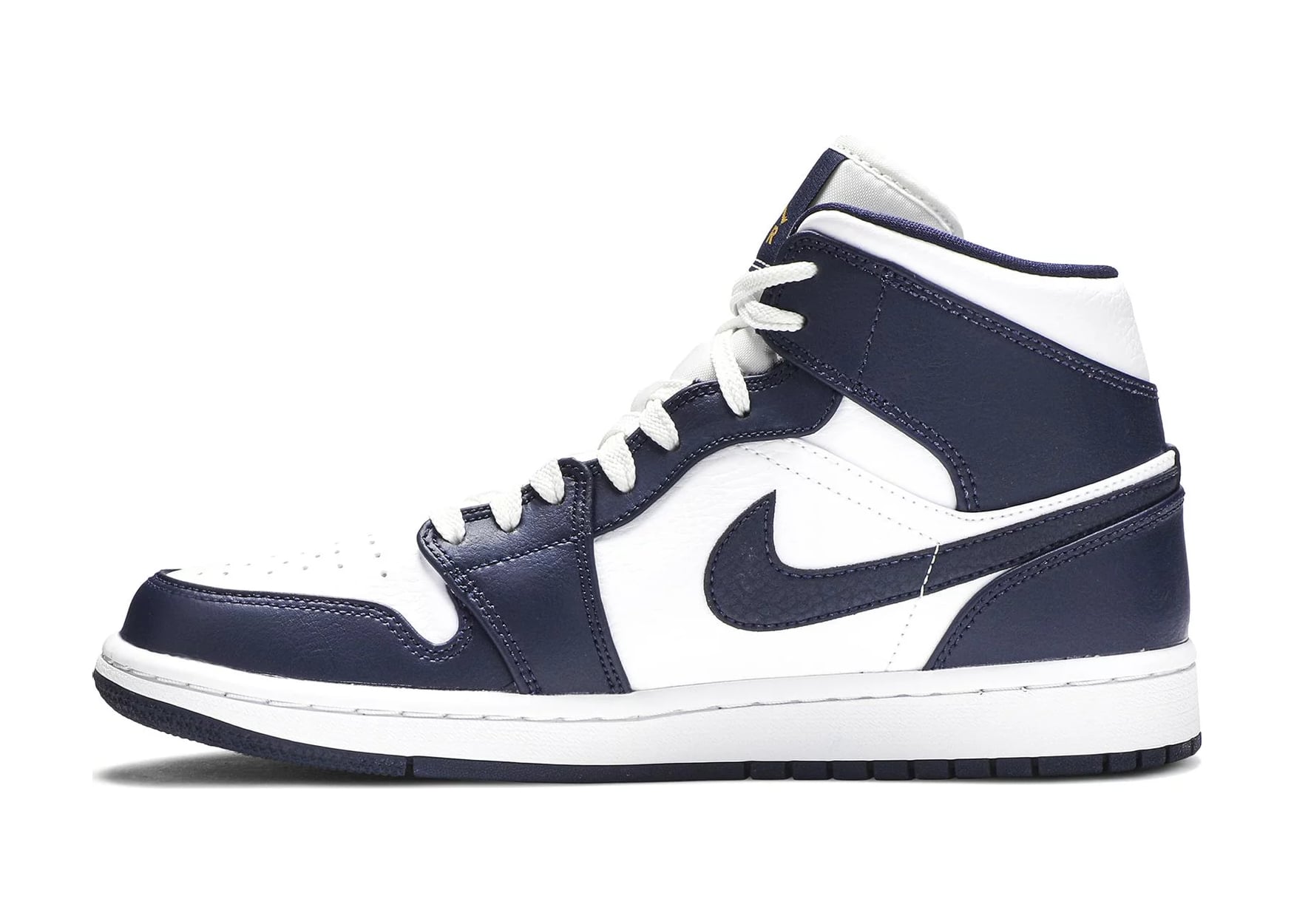 Air Jordan 1 Mid White Metallic Gold Obsidian