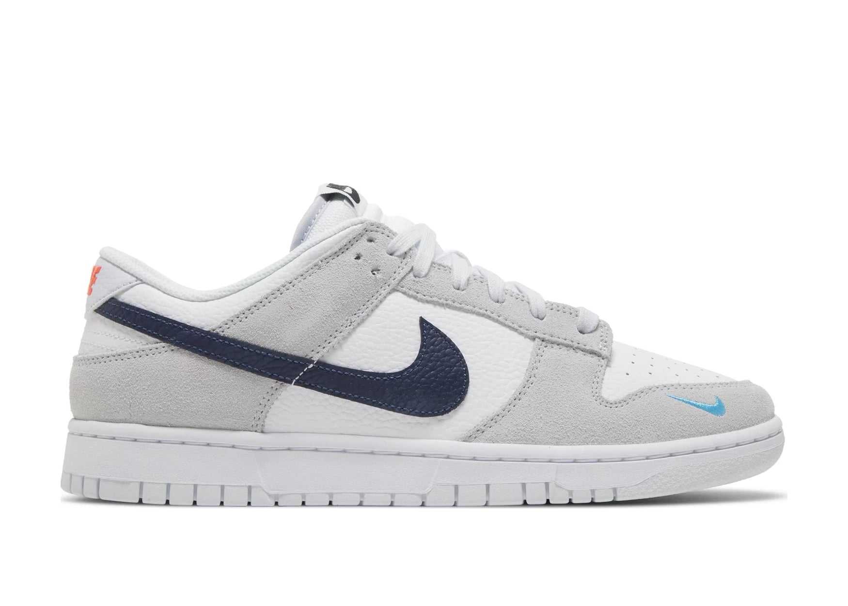 Dunk Low White Grey Navy Aqua Mini Swoosh