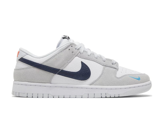 Dunk Low White Grey Navy Aqua Mini Swoosh