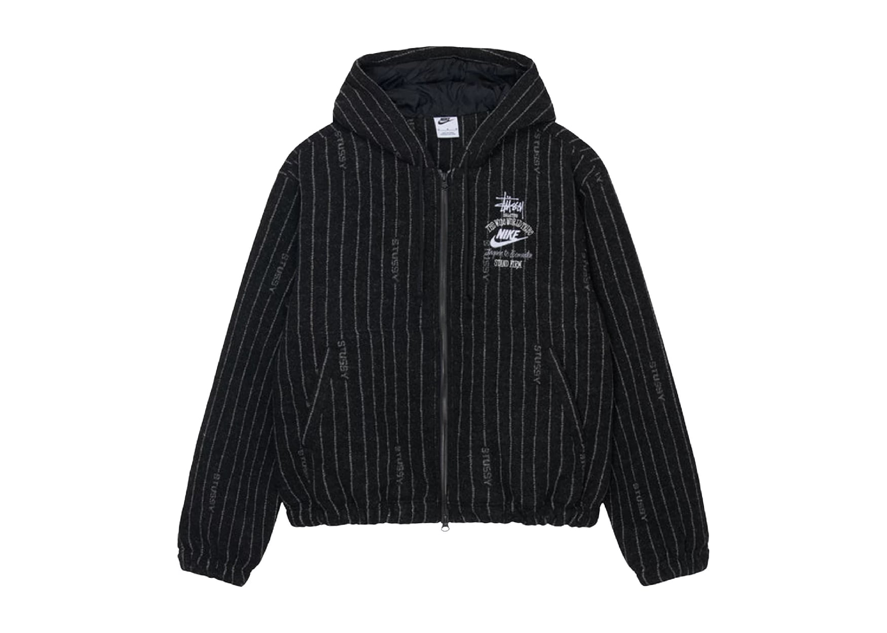 x Stussy Striped Wool Jacket Black