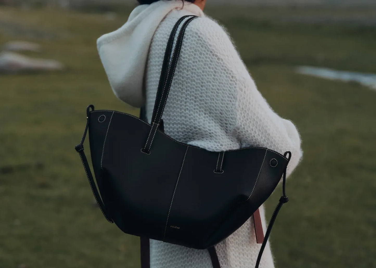 Cyme Mini Edition Textured Black with Ecru Stitching