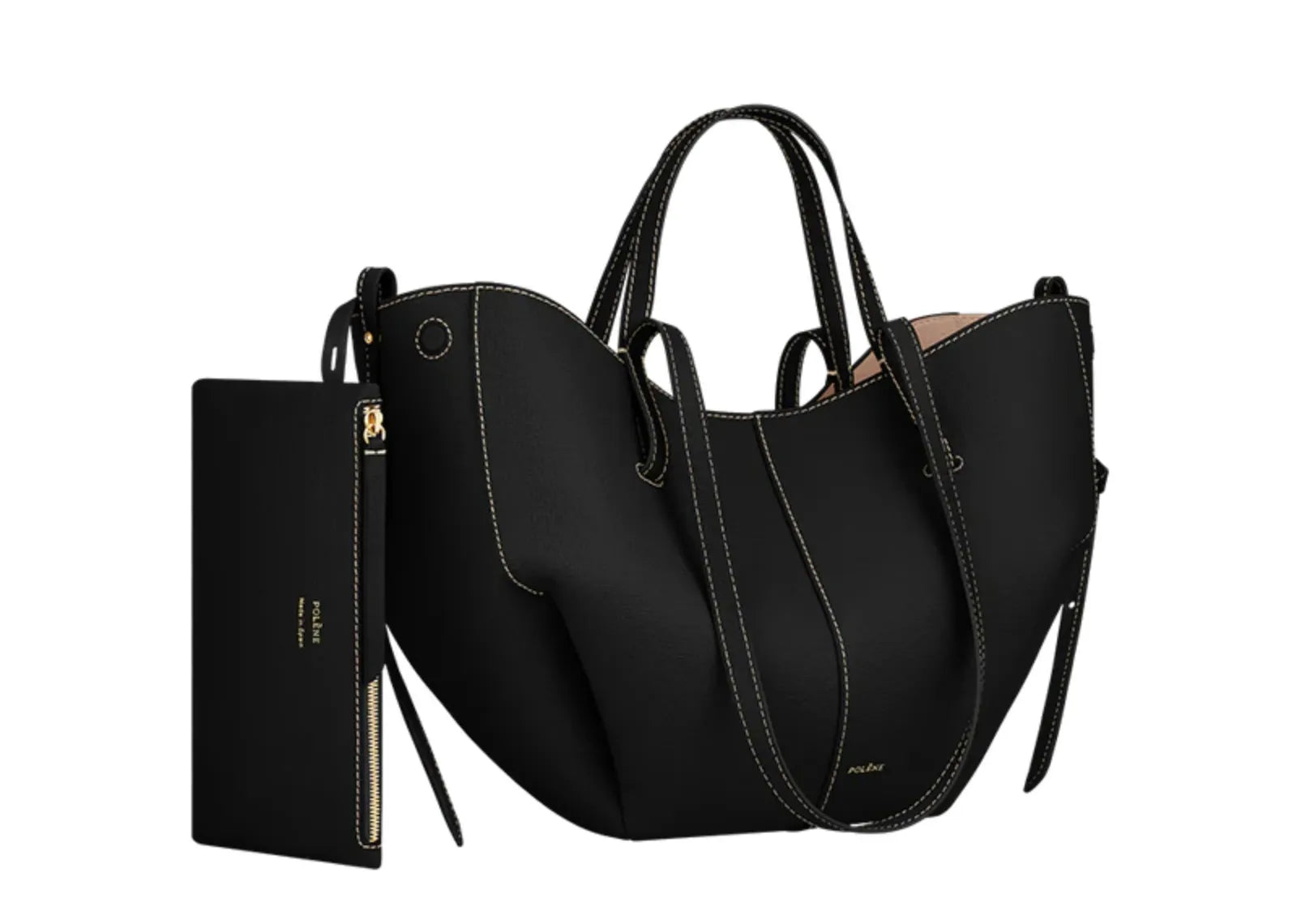 Cyme Mini Edition Textured Black with Ecru Stitching