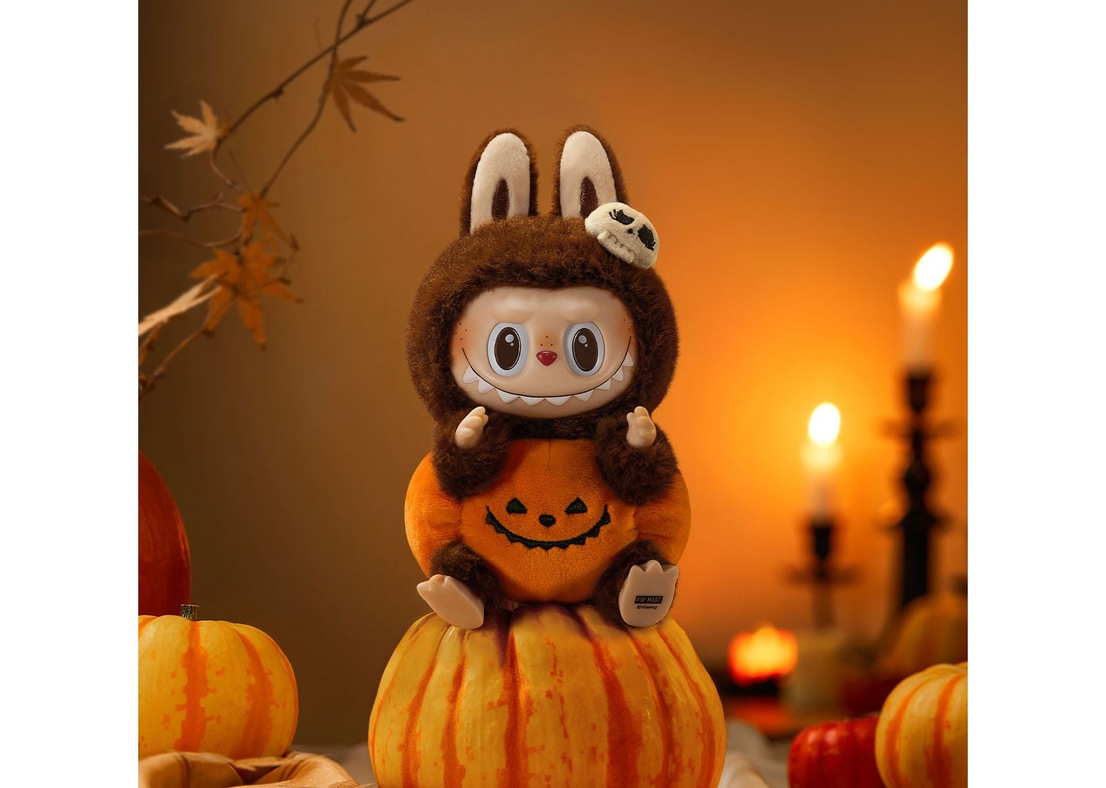 Labubu Happy Halloween Party Series-Sitting Pumpkin Vinyl Plush Pendant
