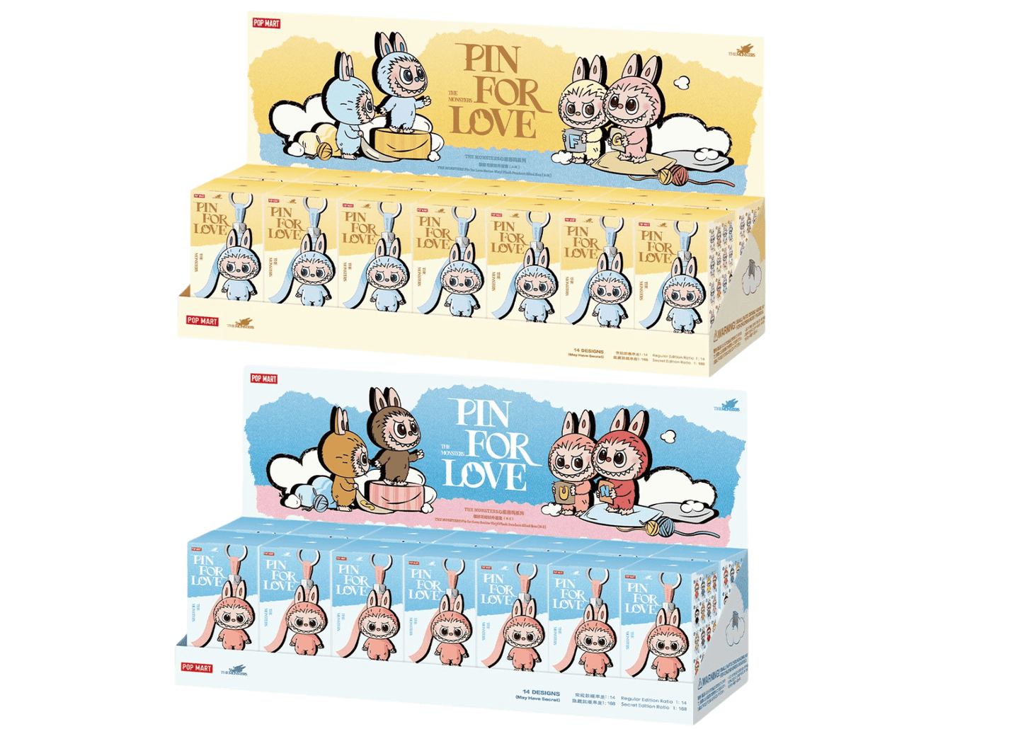 Labubu The Monsters Pin for Love Series Vinyl Plush Pendant (A-M) & (N-Z) Sealed Cases Set (28 Blind Box)