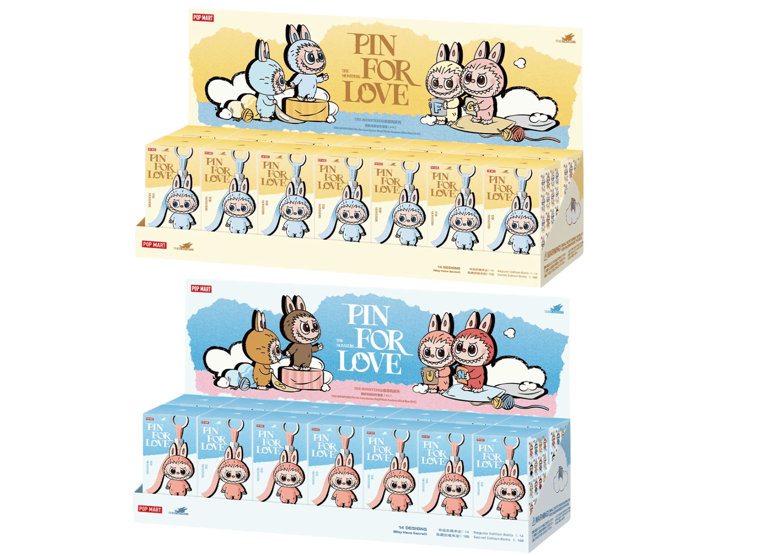 Labubu The Monsters Pin for Love Series Vinyl Plush Pendant (A-M) & (N-Z) Sealed Cases Set (28 Blind Box)