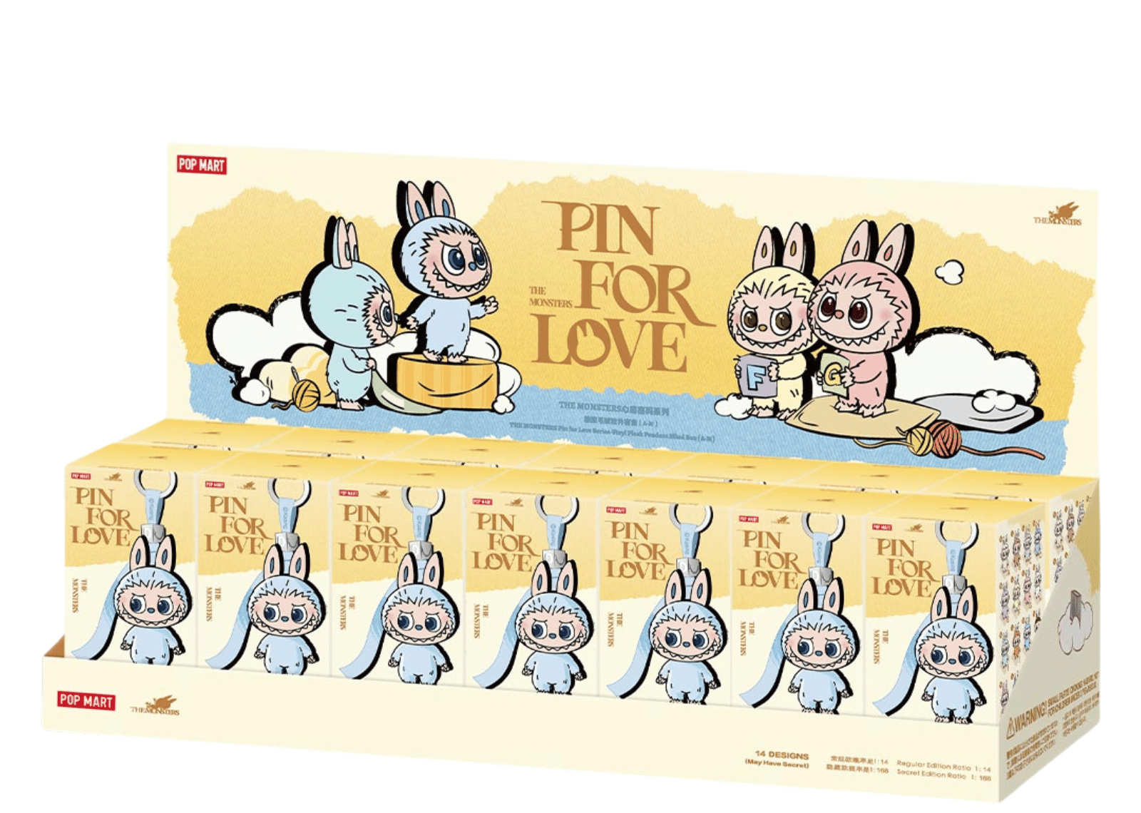 Labubu The Monsters Pin for Love Series Vinyl Plush Pendant (A-M) Sealed Case (14 Blind Box)