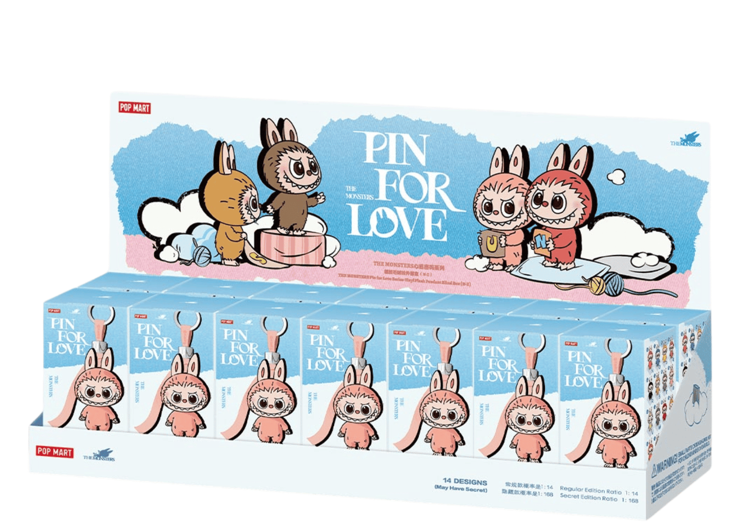 Labubu The Monsters Pin for Love Series Vinyl Plush Pendant (N-Z) Sealed Case (14 Blind Box)