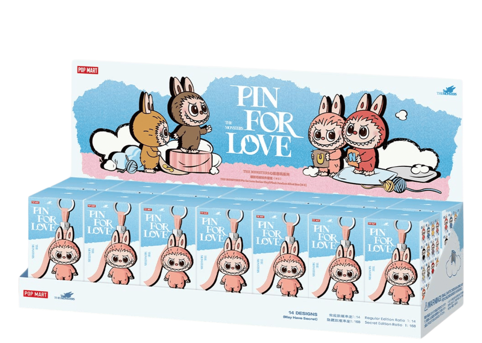 Labubu The Monsters Pin for Love Series Vinyl Plush Pendant (N-Z) Sealed Case (14 Blind Box)