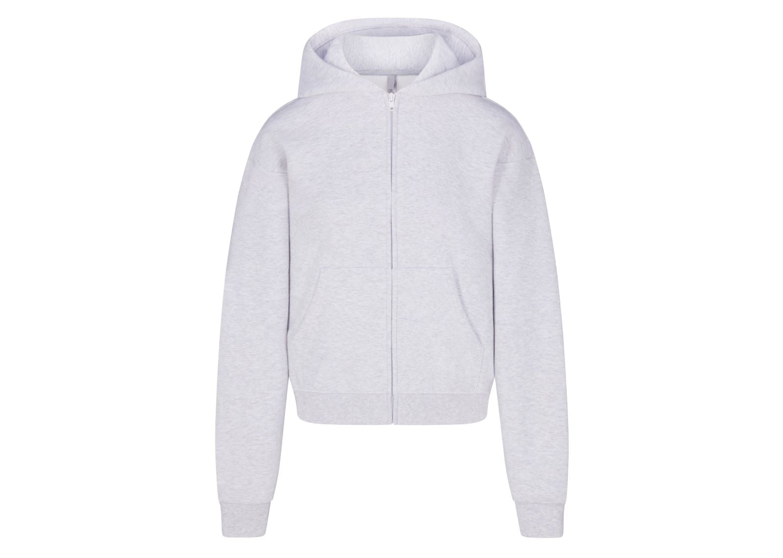 Cotton Fleece Classic Zip Up Hoodie Light Heather Grey