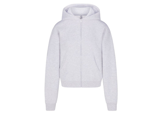 Cotton Fleece Classic Zip Up Hoodie Light Heather Grey