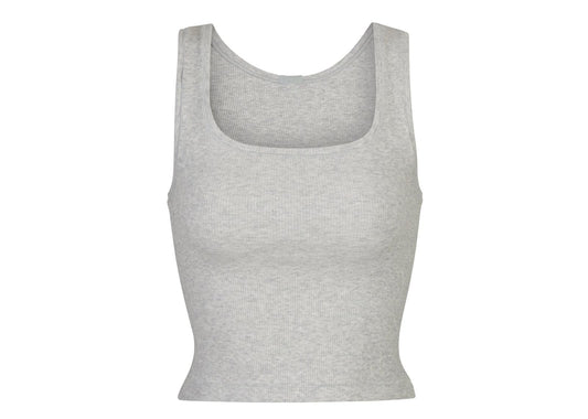 Cotton Rib Tank Light Heather Grey