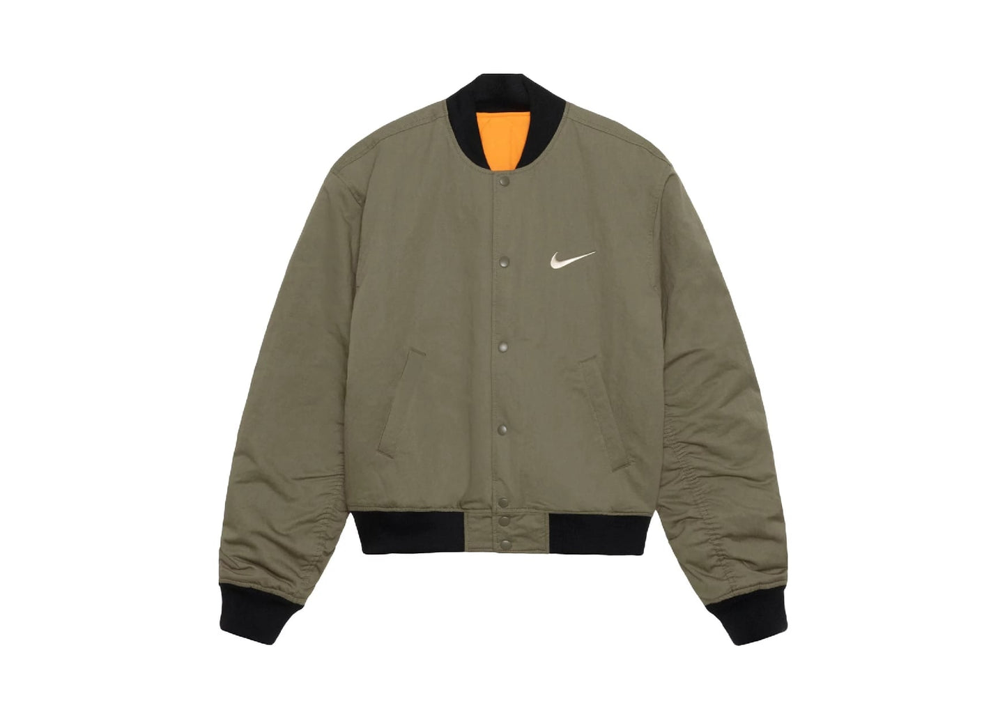 Stussy x Nike Reversible Varsity Jacket Medium Olive/Bright Mandarin